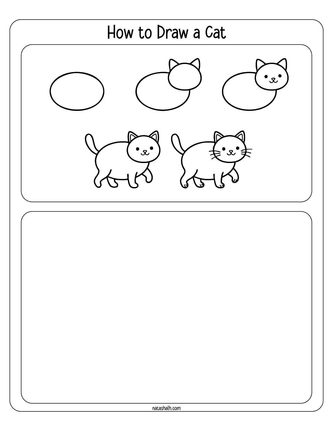 a step by step how to draw a cat of a walking cat