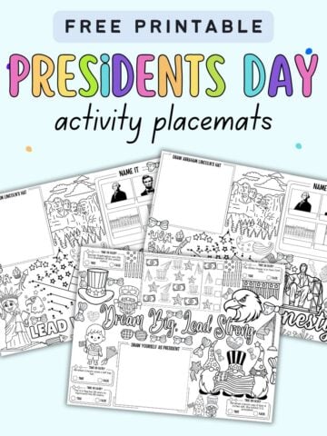 text "free printable presidents day activity placemats