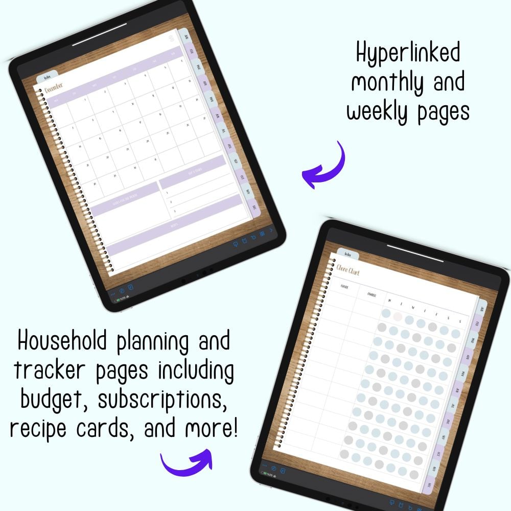 two planner pages from a digital planner for 2026