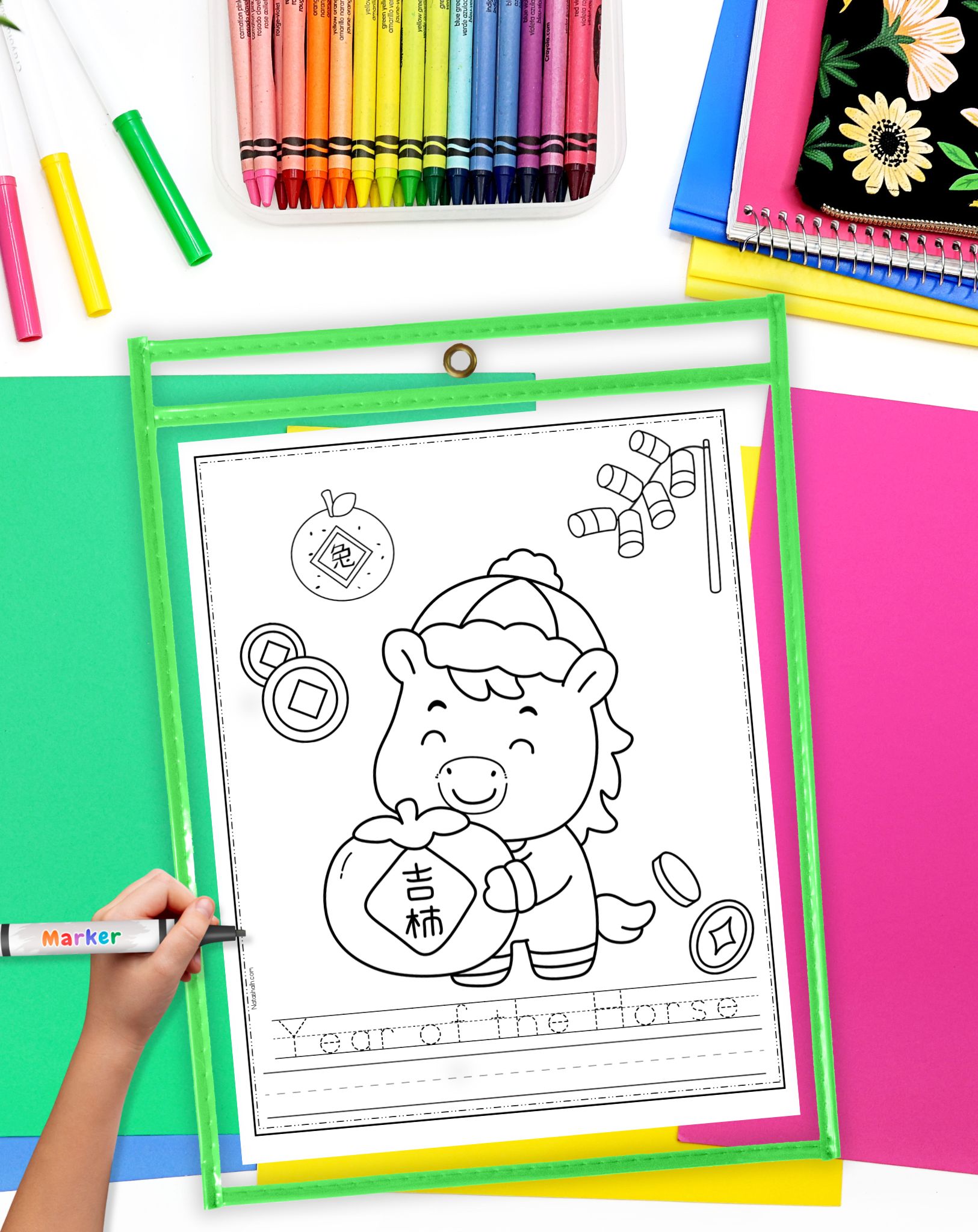 a child's hadn't with amateur preparing to use a year of the horse worksheet