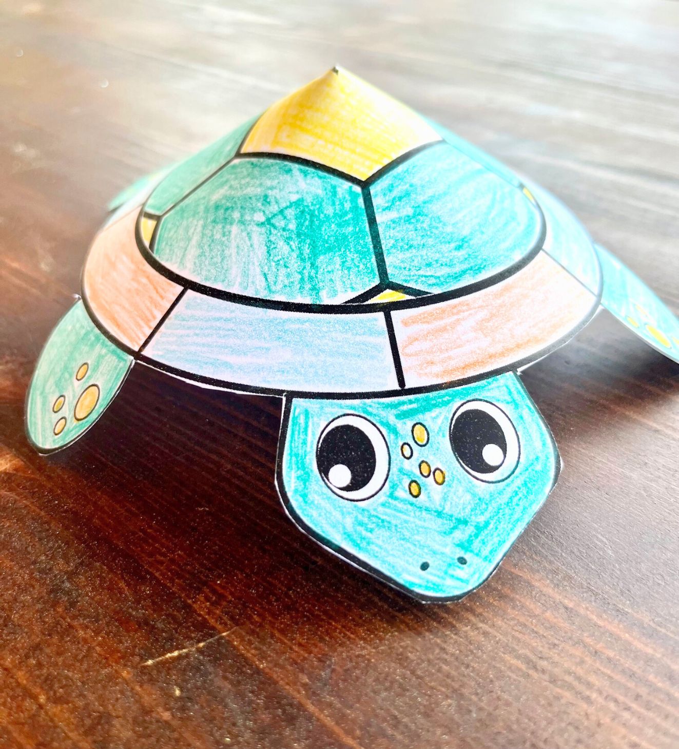a completed 3d paper turtle craft