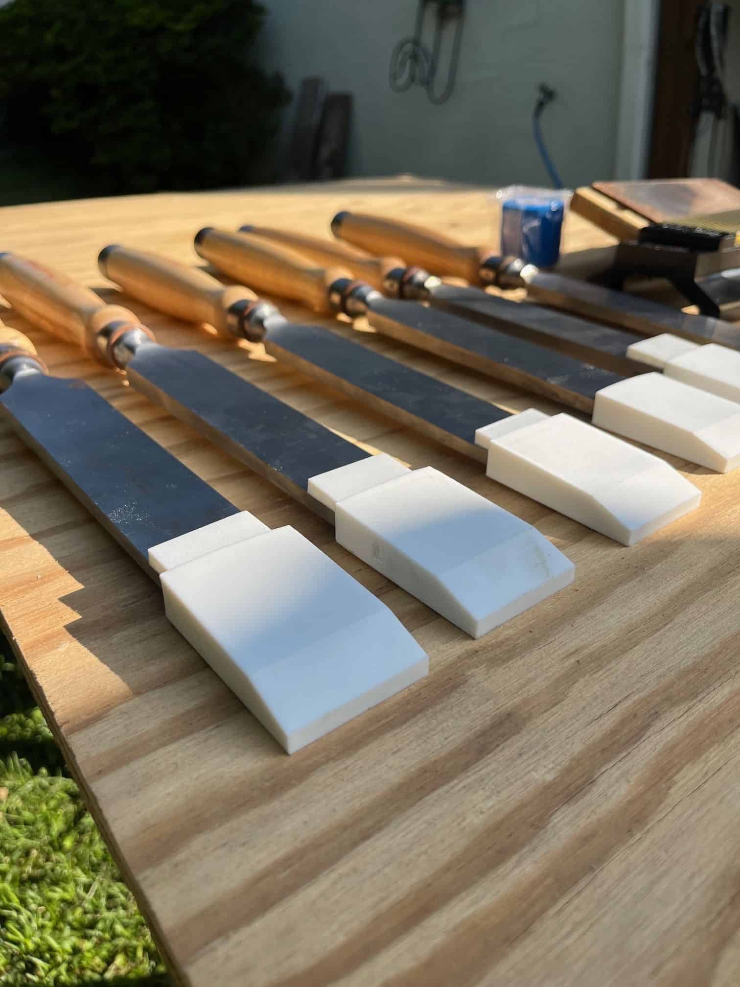 a row of framing chisels