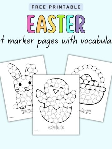 text "free printable easter dot marker pages with vocab"