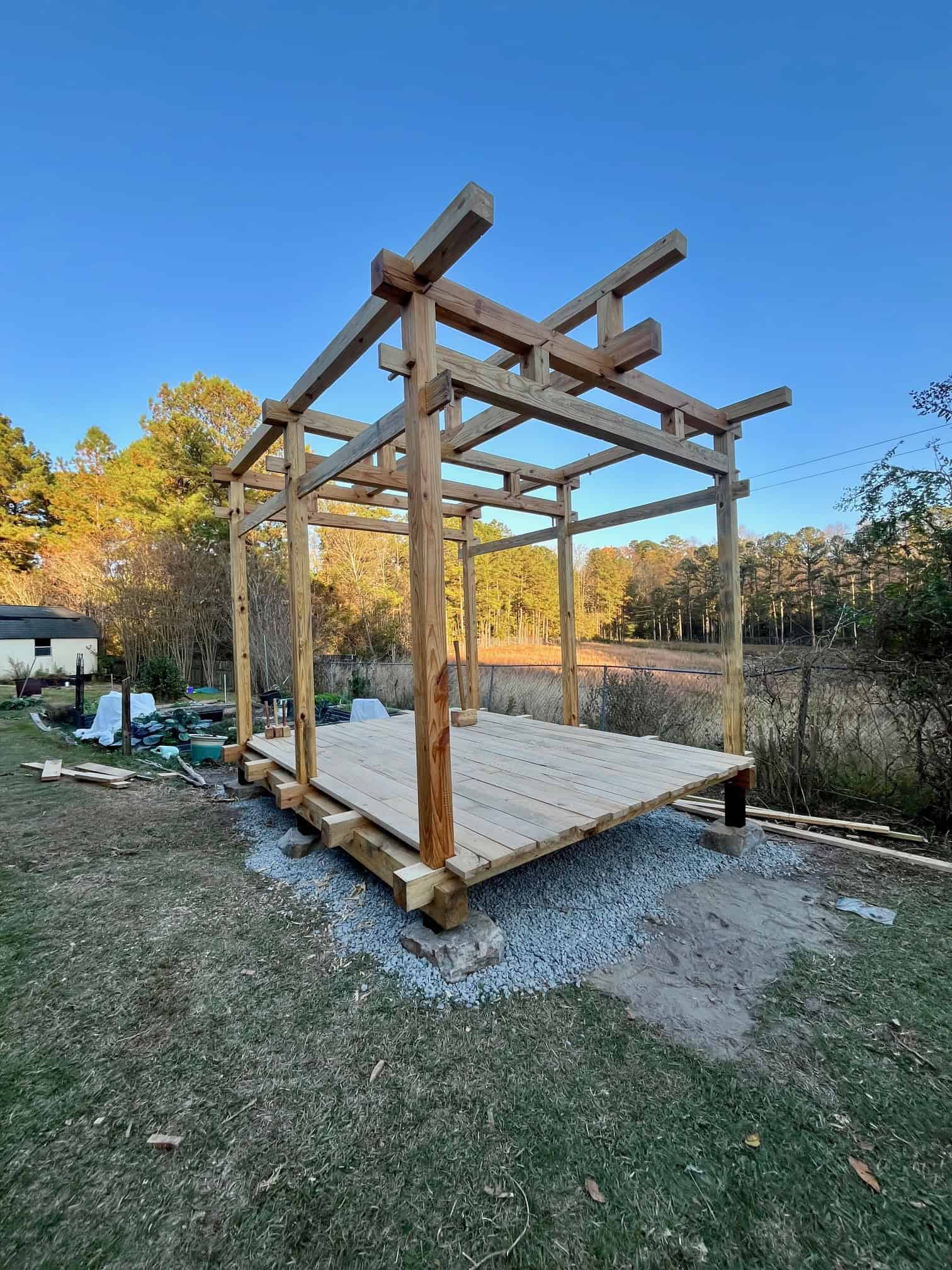 a Japanese style timber frame structure