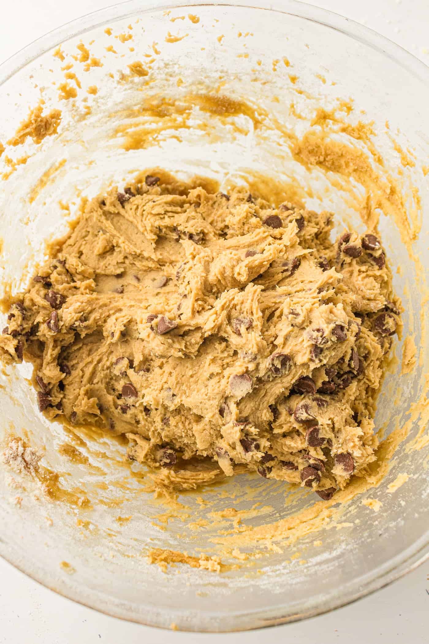 chocolate chips folded into cookie dough