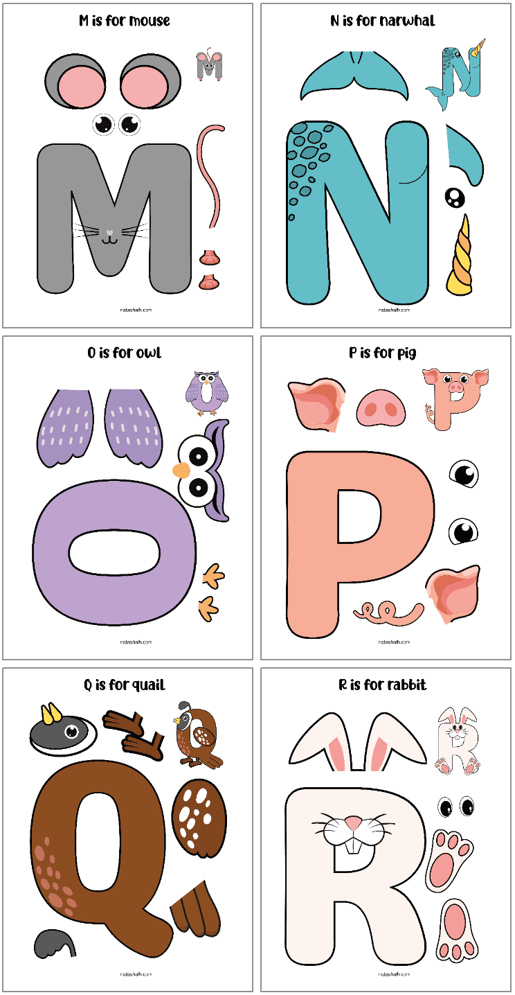 animal alphabet crafts with letters m -r
