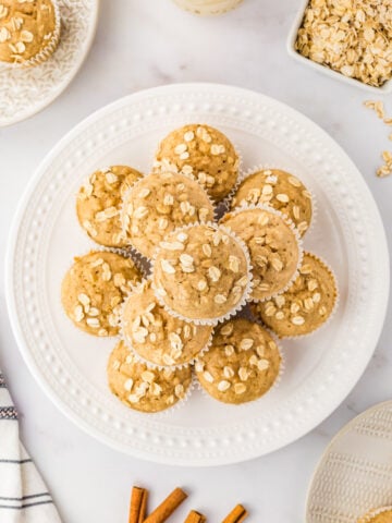a top down view of q plate of gluten free oatmeal muffings