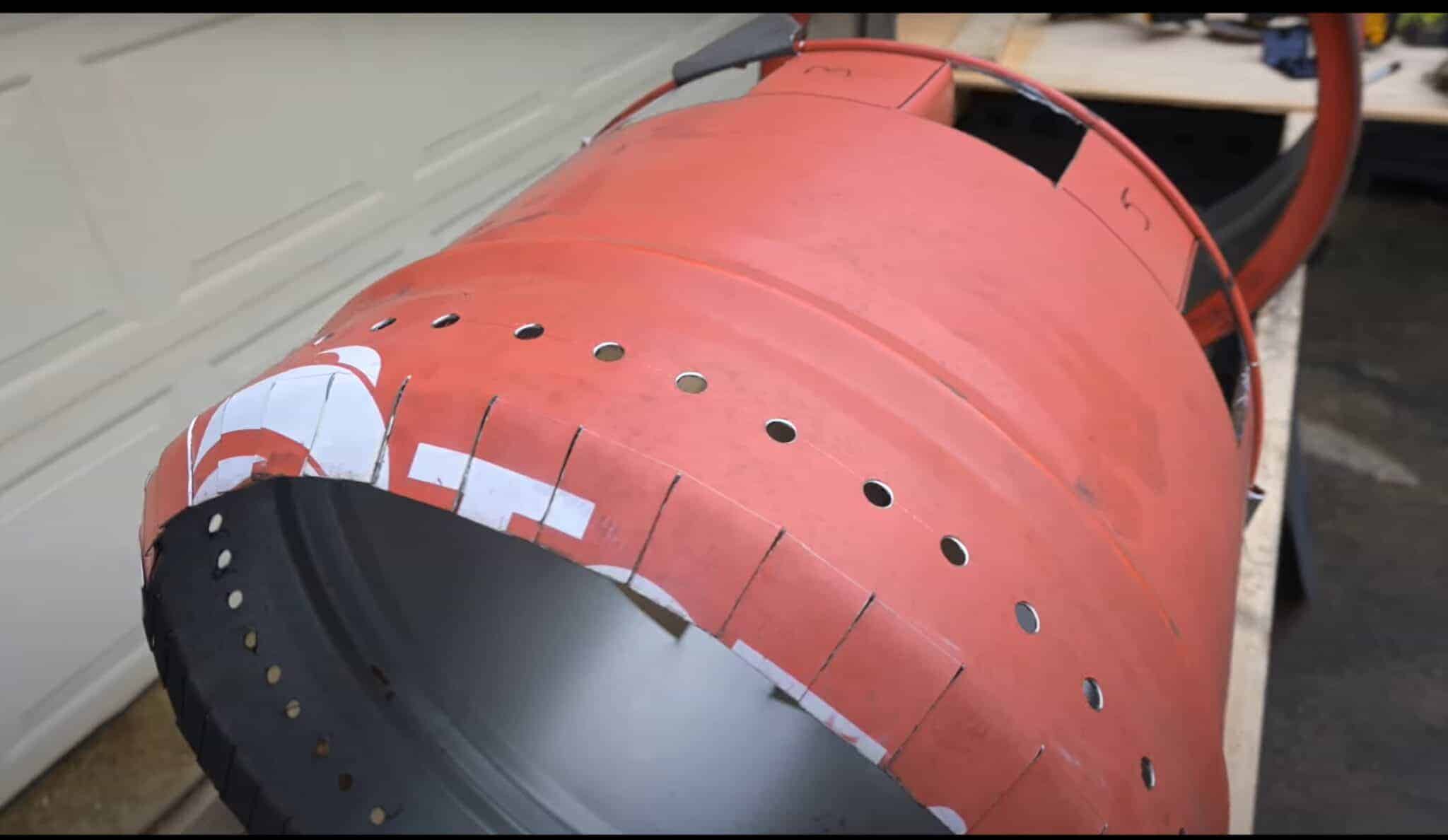 Photo is of a completed inner barrel of a smokeless firepit.