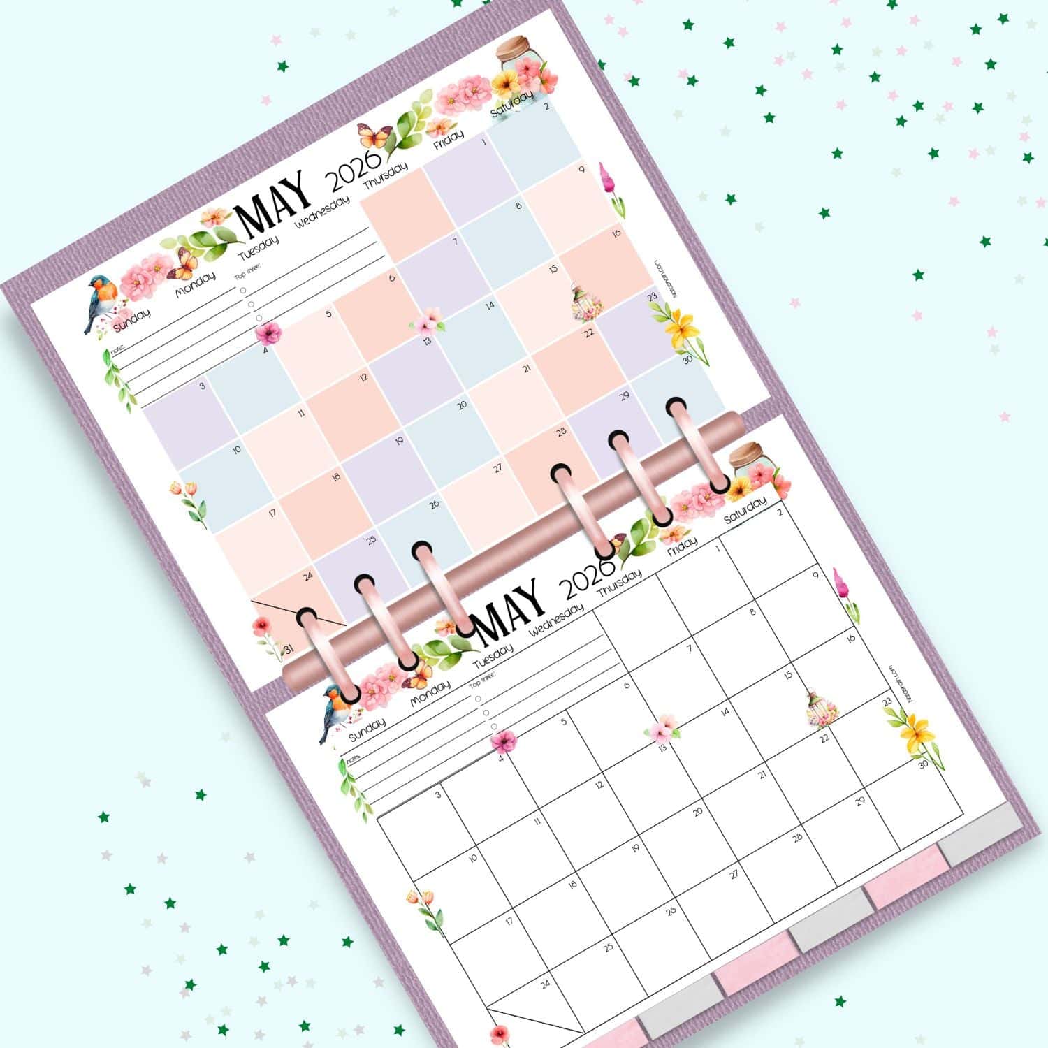 a mockup of two May 2026 calendar pages