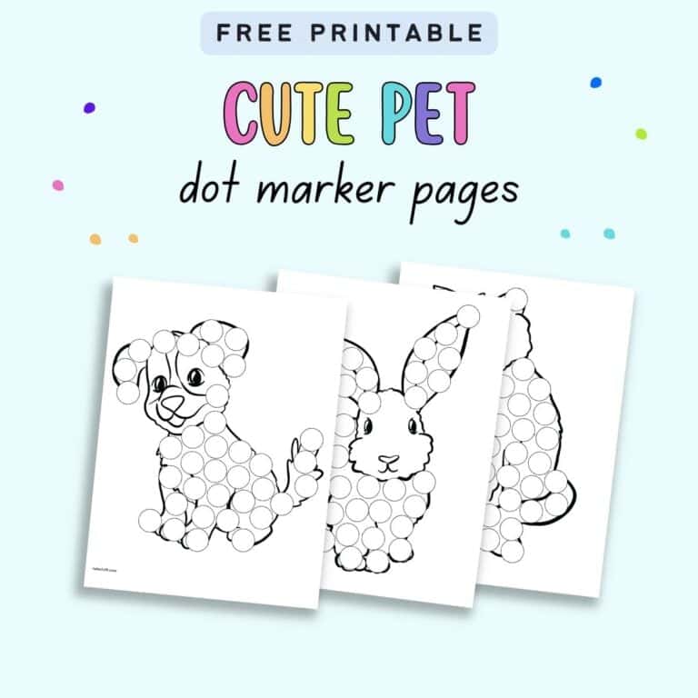 Pet Themed Dot Marker Coloring Pages - The Artisan Life