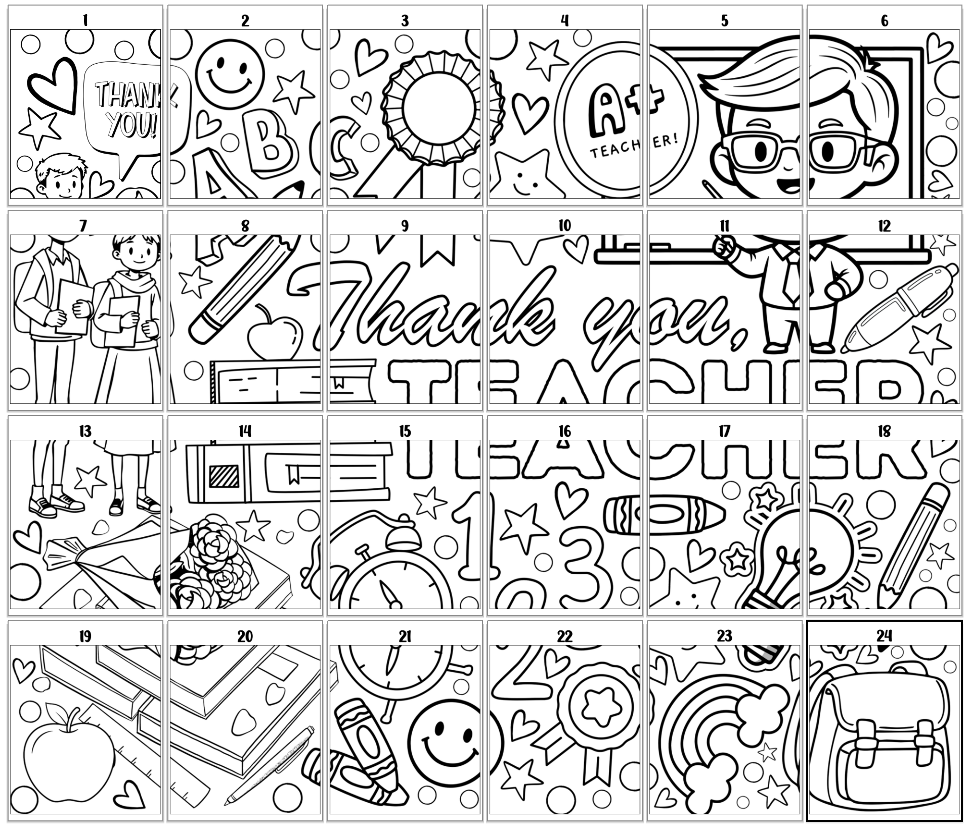 a preview of 24 pages of a collaborative poster for teacher appreciation