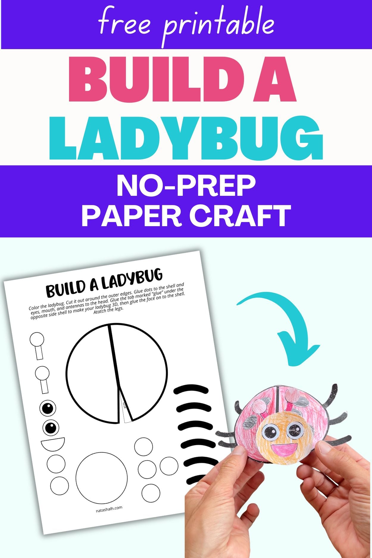 If you're looking for easy, DIY 3D ladybug paper crafts for kids to make, you're in the right place! This cute free printable ladybug craft is perfect for lifecycle unit studies, as a spring paper craft idea, for a garden craft, or even as a summer camp craft! It's perfect to make after reading The Grouchy Ladybug or with a science unit on ladybugs. Get your free printable 3D ladybug craft here. Includes an instructional video and step by step photos!