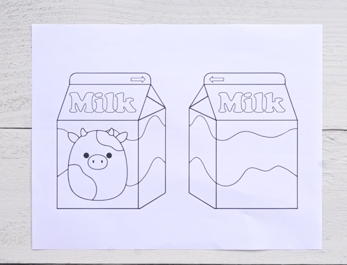 a top down photo of a printable milk carton squishy template