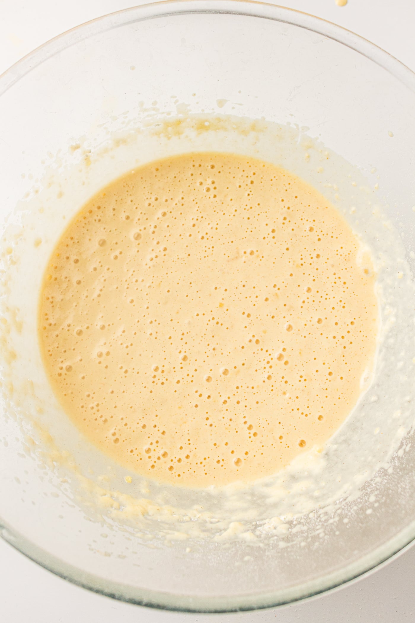 mixed ingredients for sourdough discard pancakes