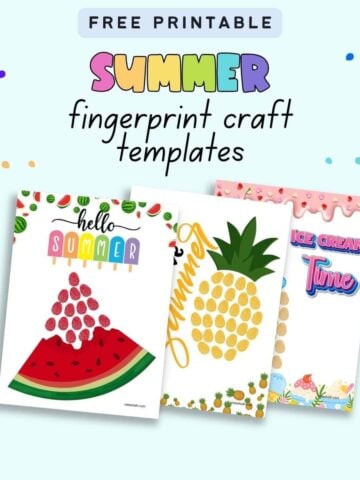 text "Free printable summer fingerprint craft templates"