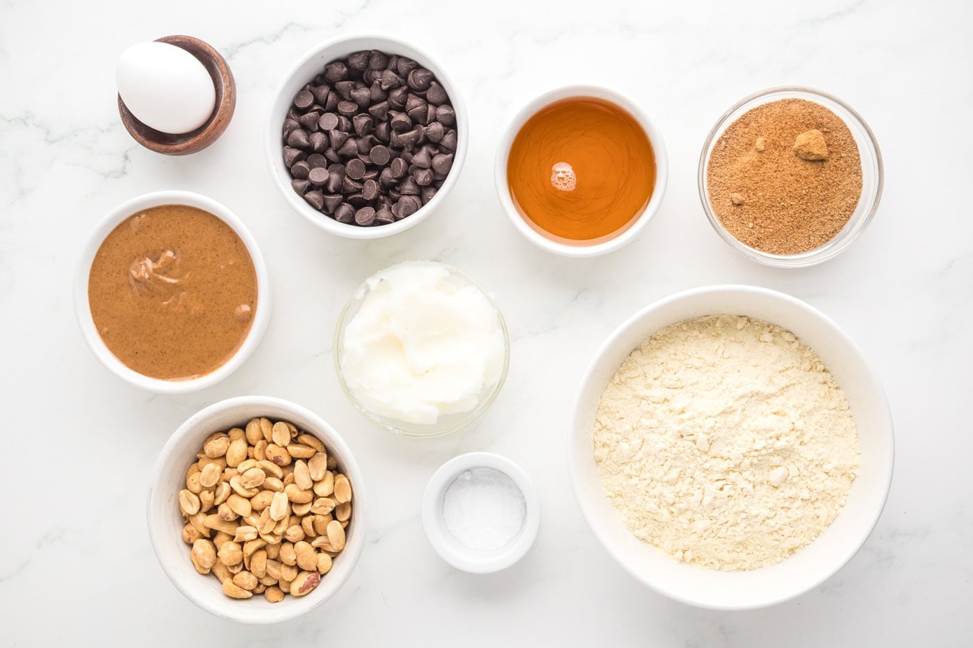 a top down photo of ingredients fo dairy free healthy snickers bars