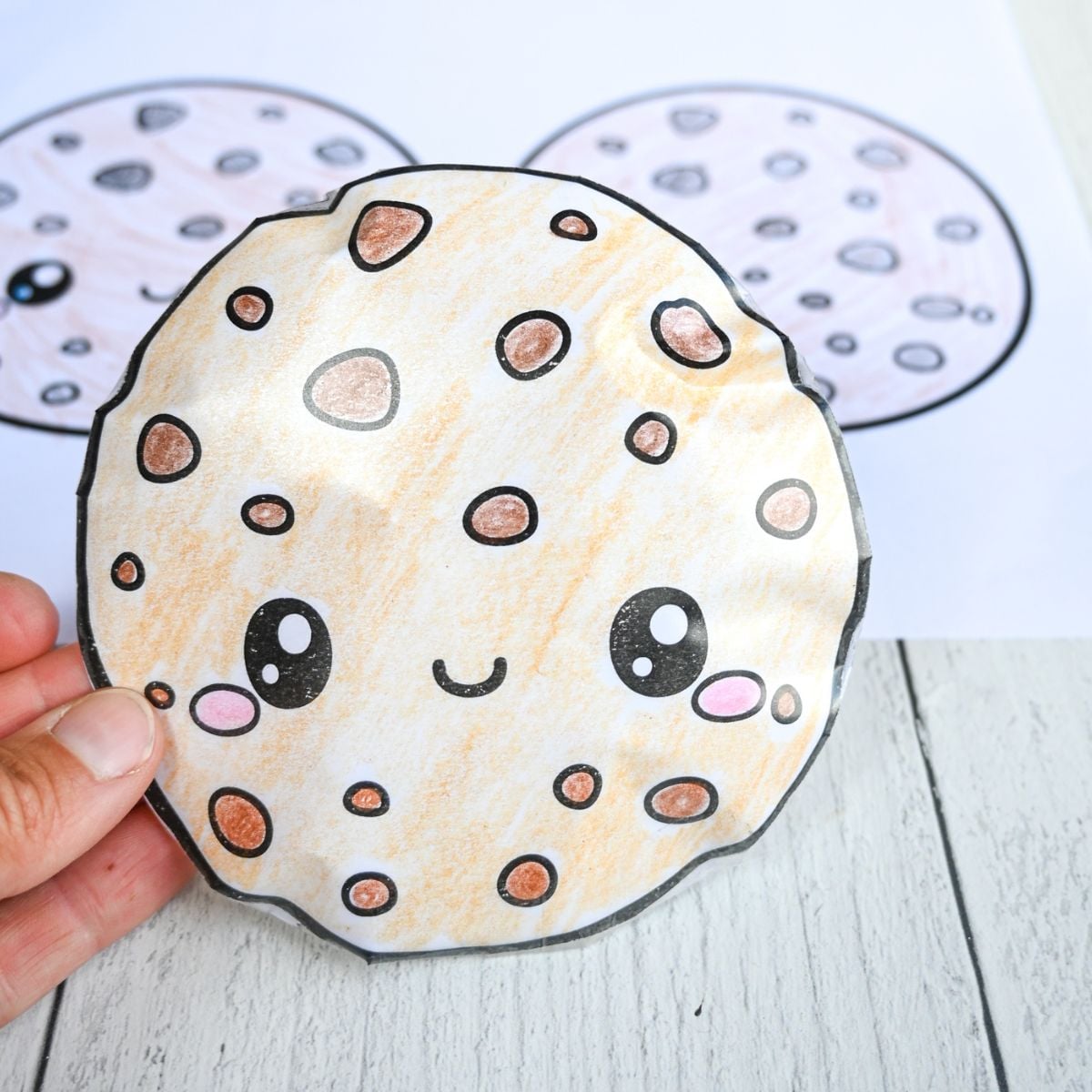 a homemade paper squishy showing a cute cookie