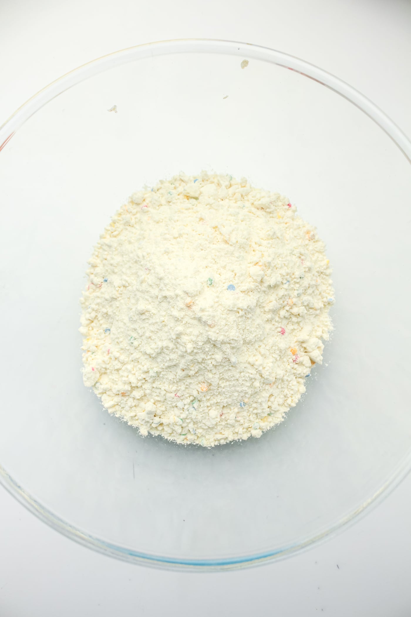 dry ingredients for DIY gluten ree funfetti cake