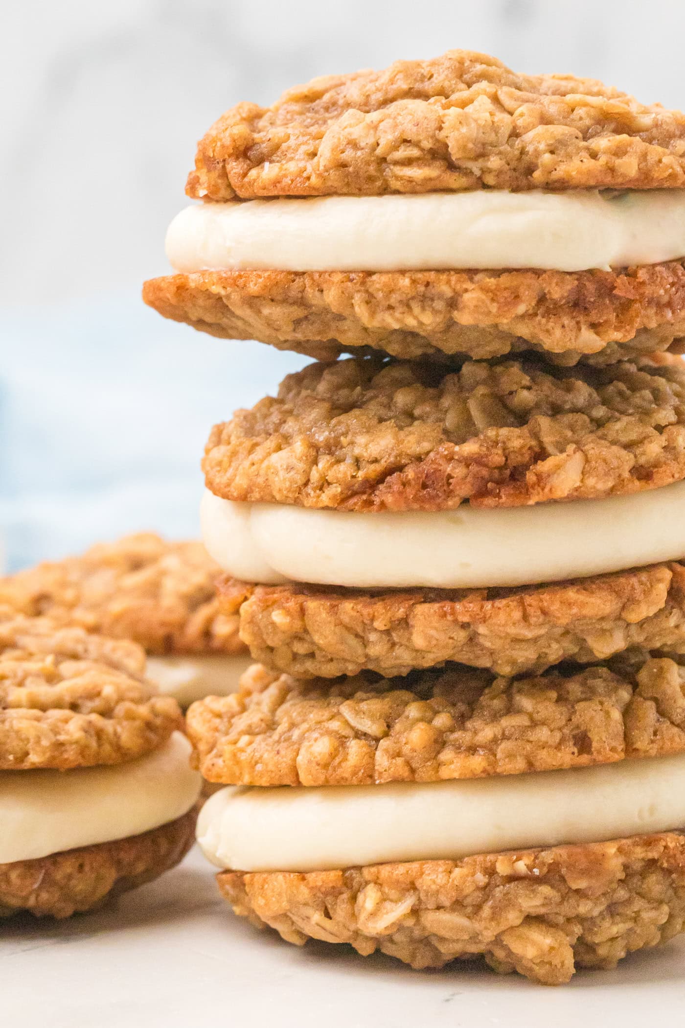 a close up of homemade oatmeal cream pies
