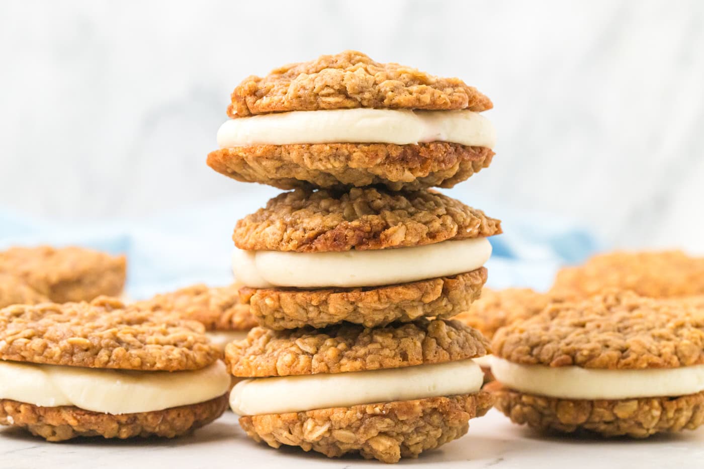 a stack of homemade oatmeal cream pies