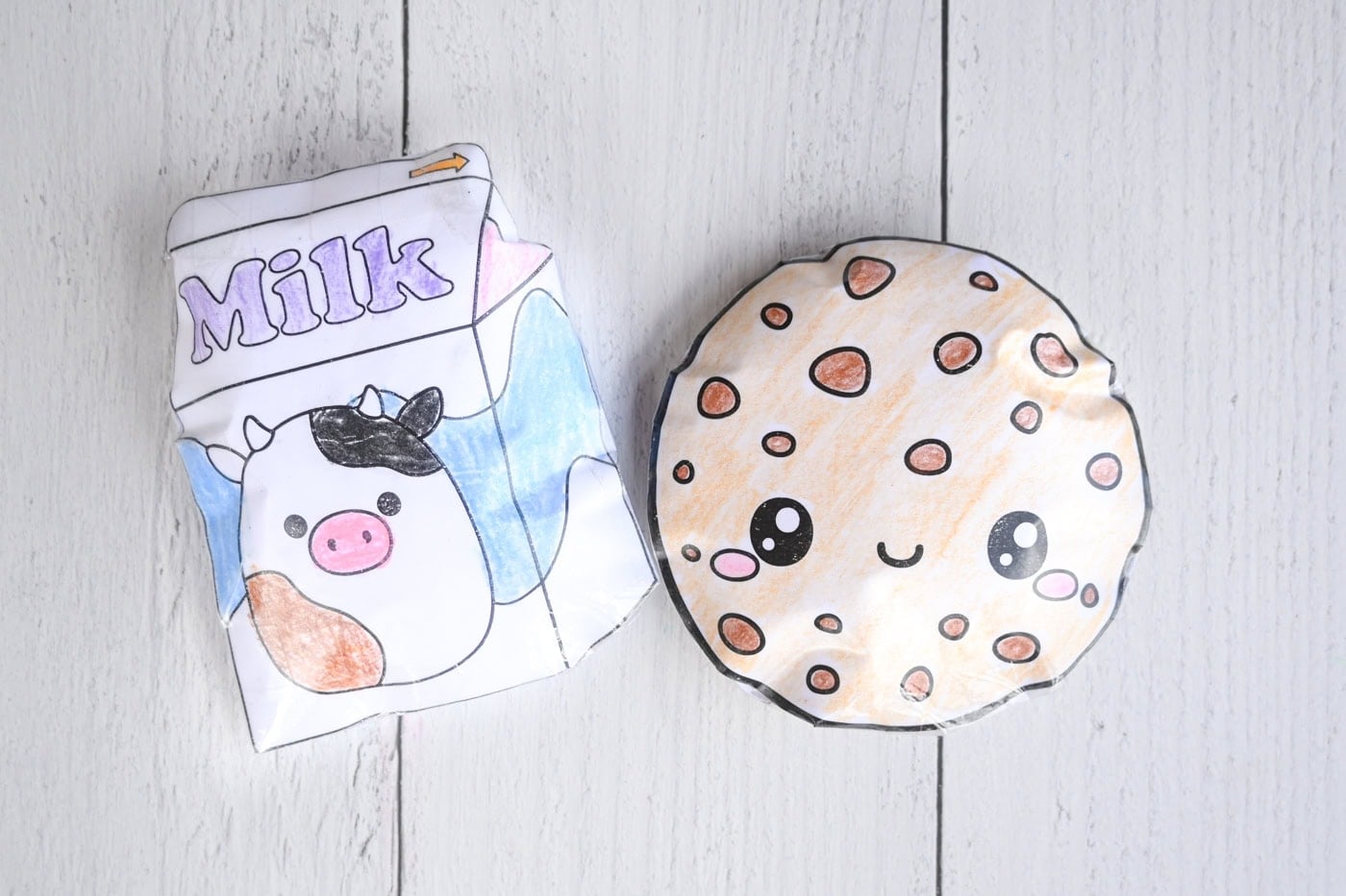 a top down photo of a milk carton and a chocolate chip squishy template