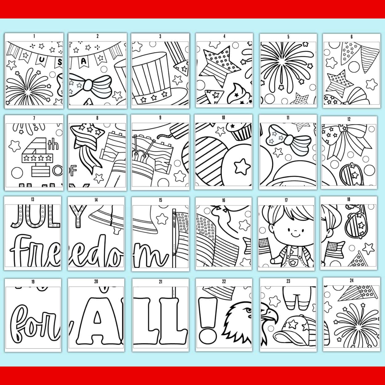 24 fourth of july coloring pages for a collaborative poster