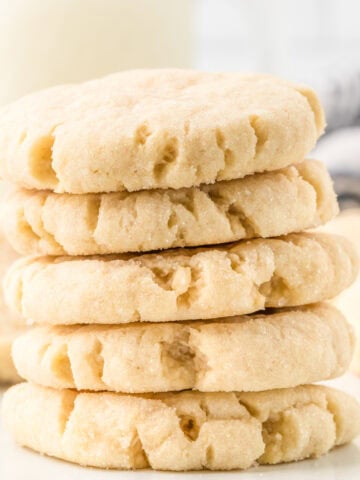 a stack of five sourdough discard sugar cookies