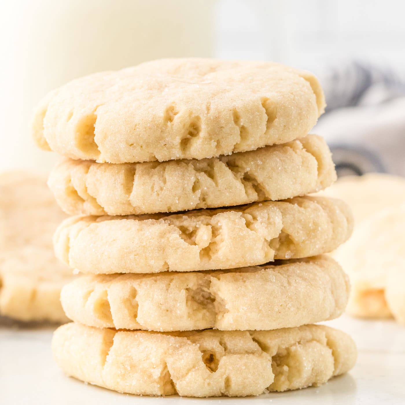 a stack of five sourdough discard sugar cookies