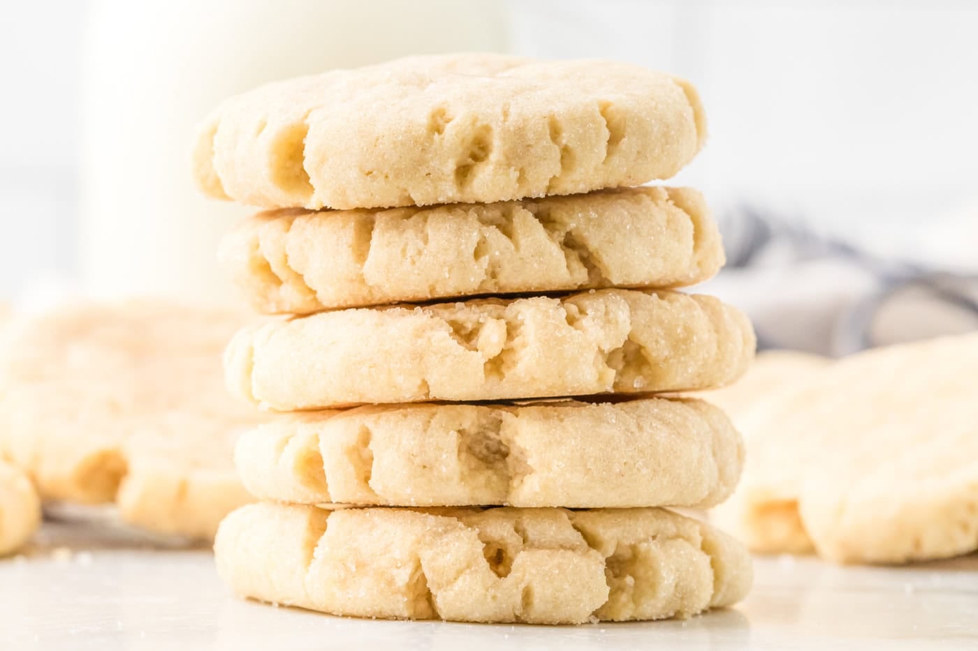 A stack of five sourdough discard sugar cookies