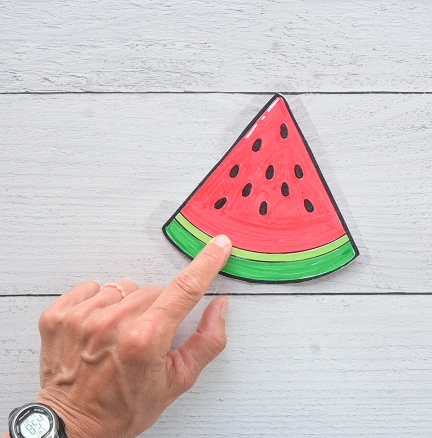 laminating a paper squishy watermelon