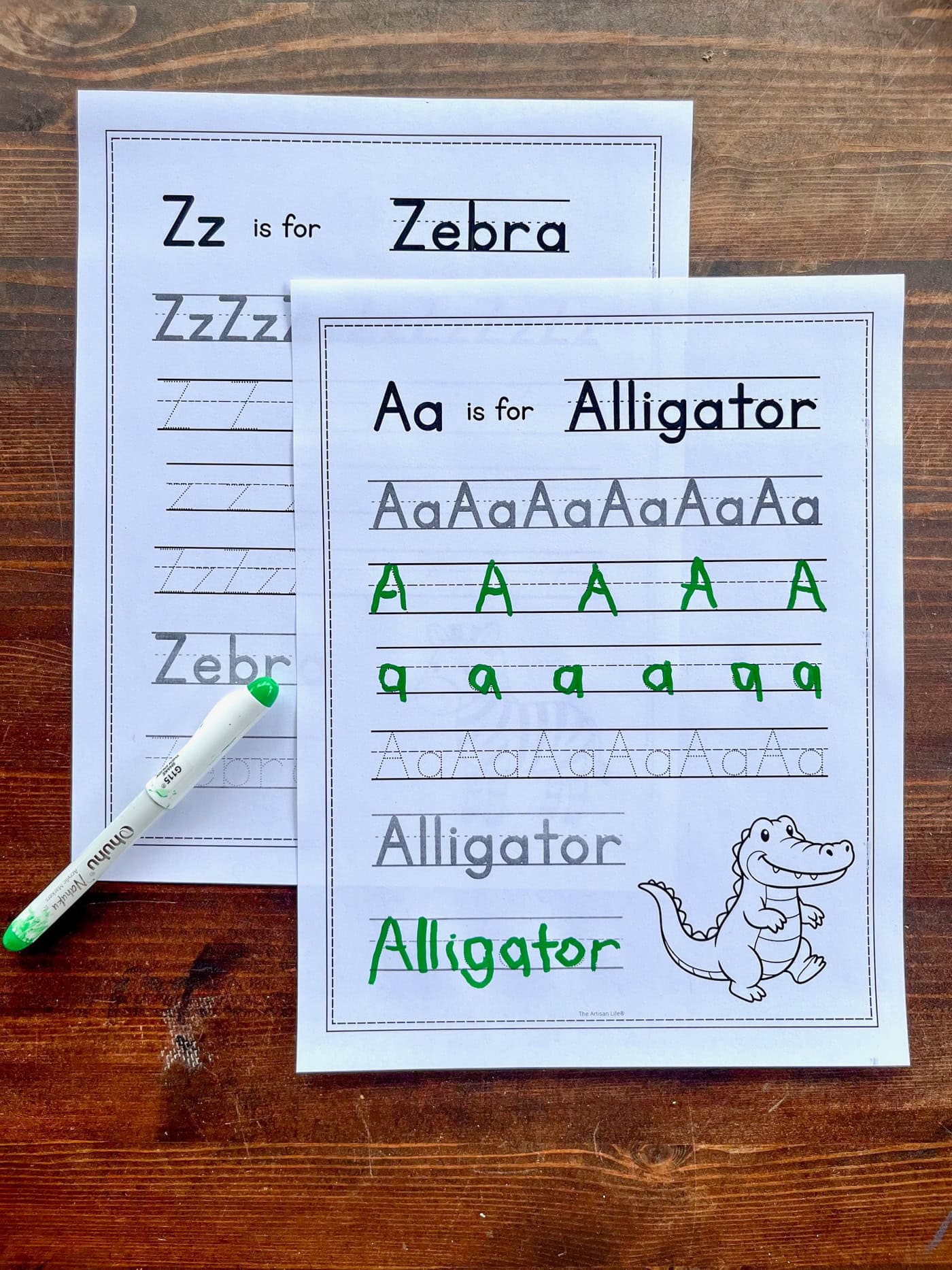 letters a and z alphabet tracing pages for preschool and toddlers
