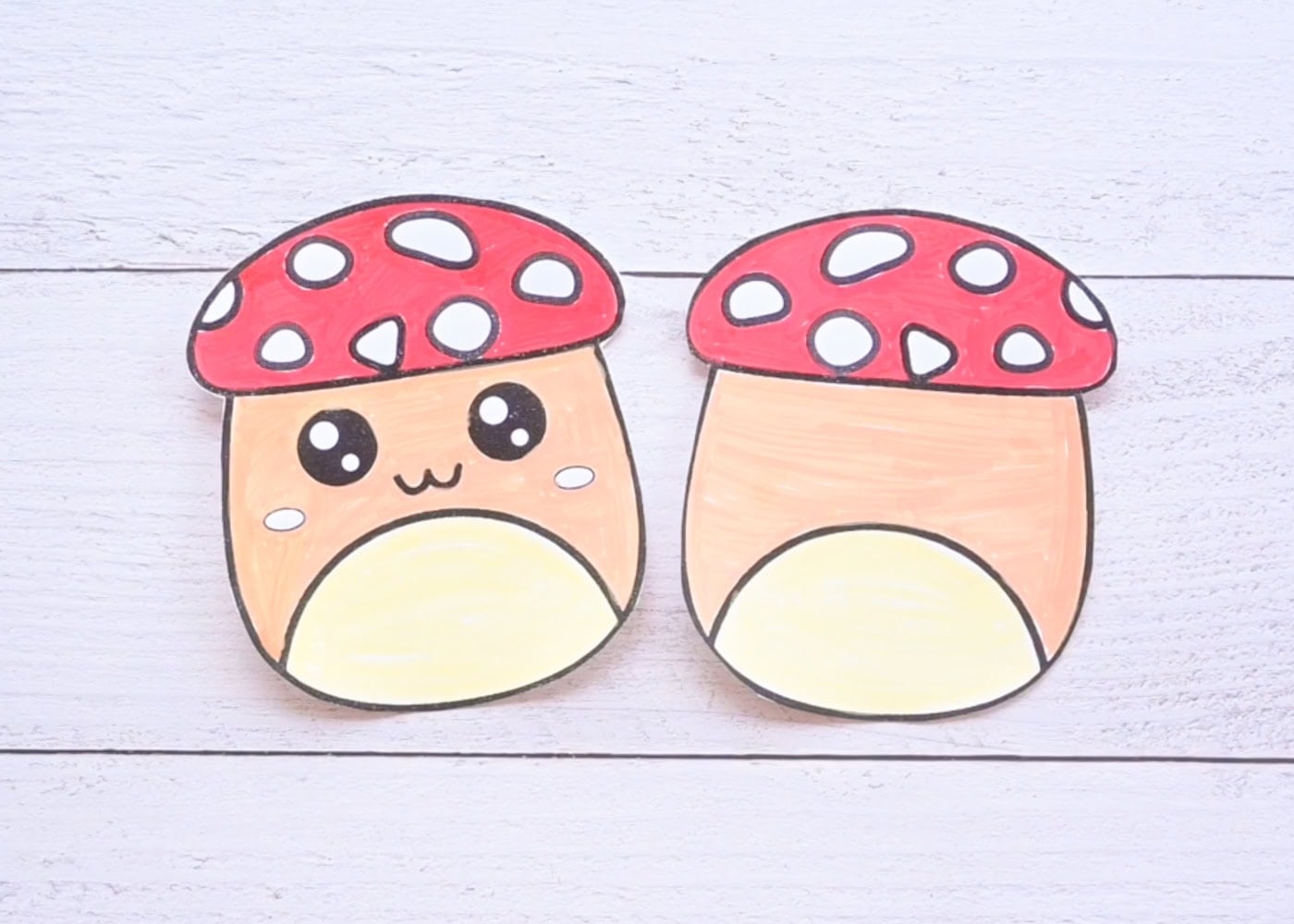 two cute out templates for a mushroom paper squishy