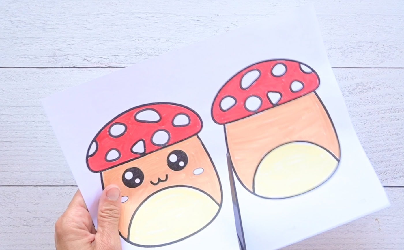 cutting out templates for a mushroom paper squishy