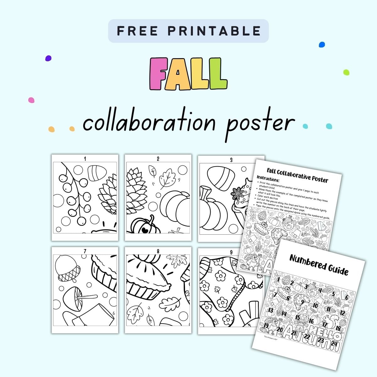 test "free printable fall collaboration poster" with a preview of collaborative poster pages