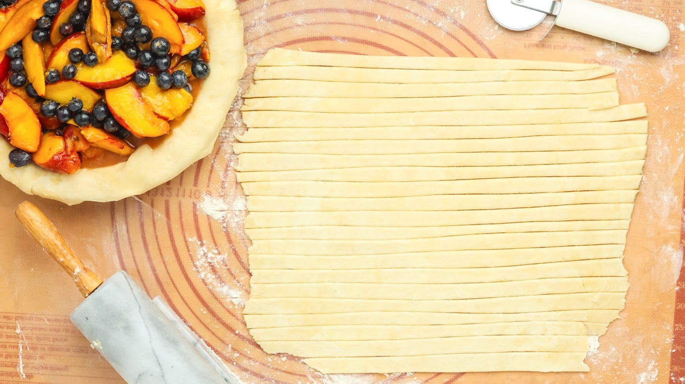 pie crust rolled into a square and cut into strips