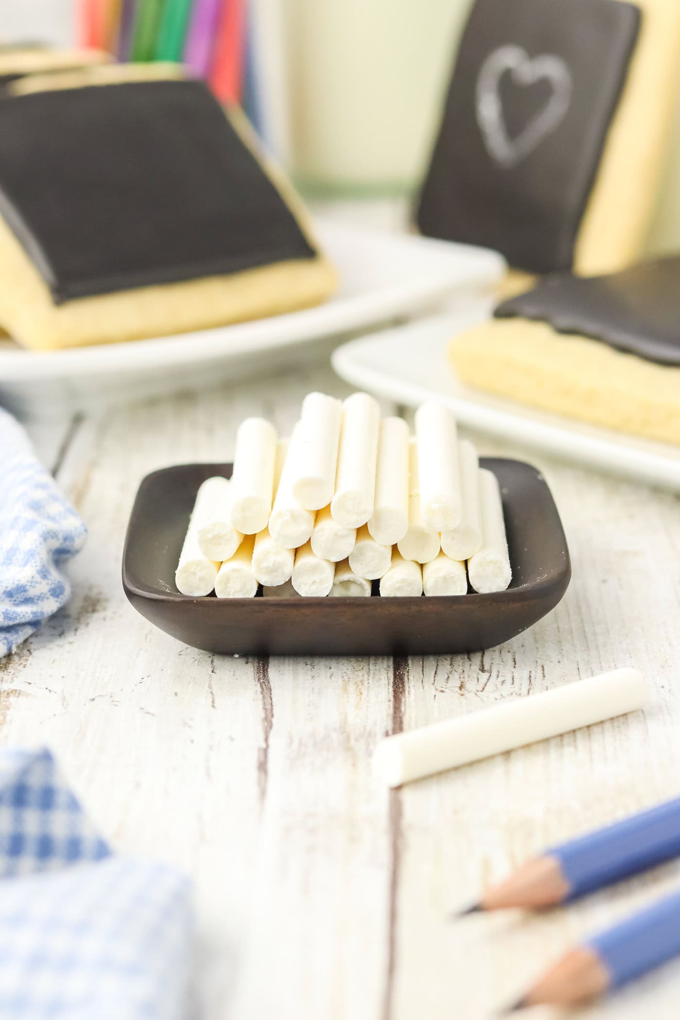 edible chalk made form white chocolate