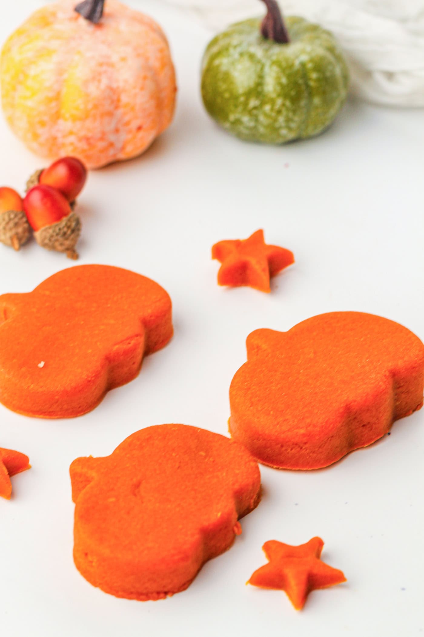 cookie cutter shapes cut out of fall orange play dough