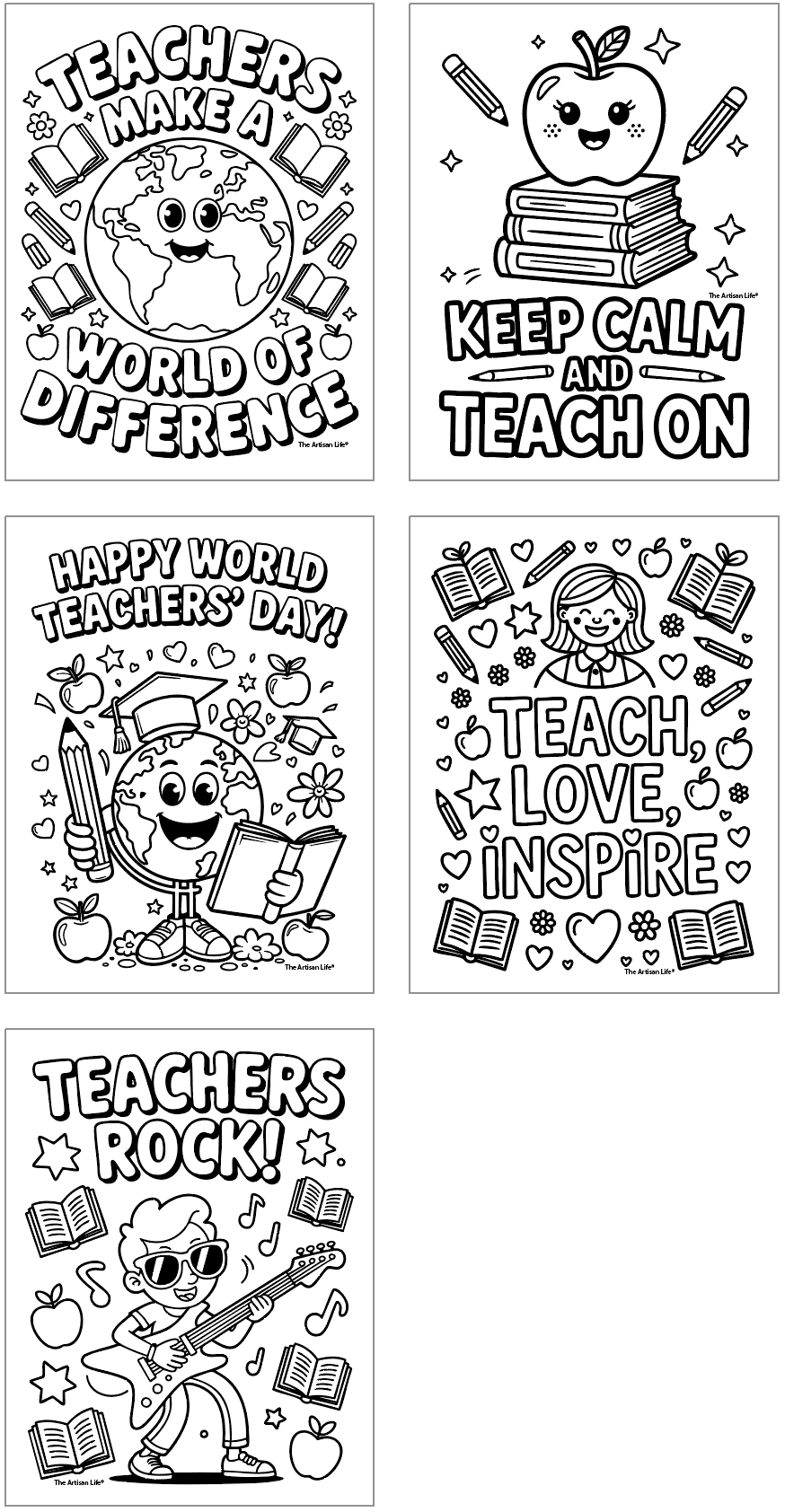 five teacher appreciation coloring pages for world teacher day