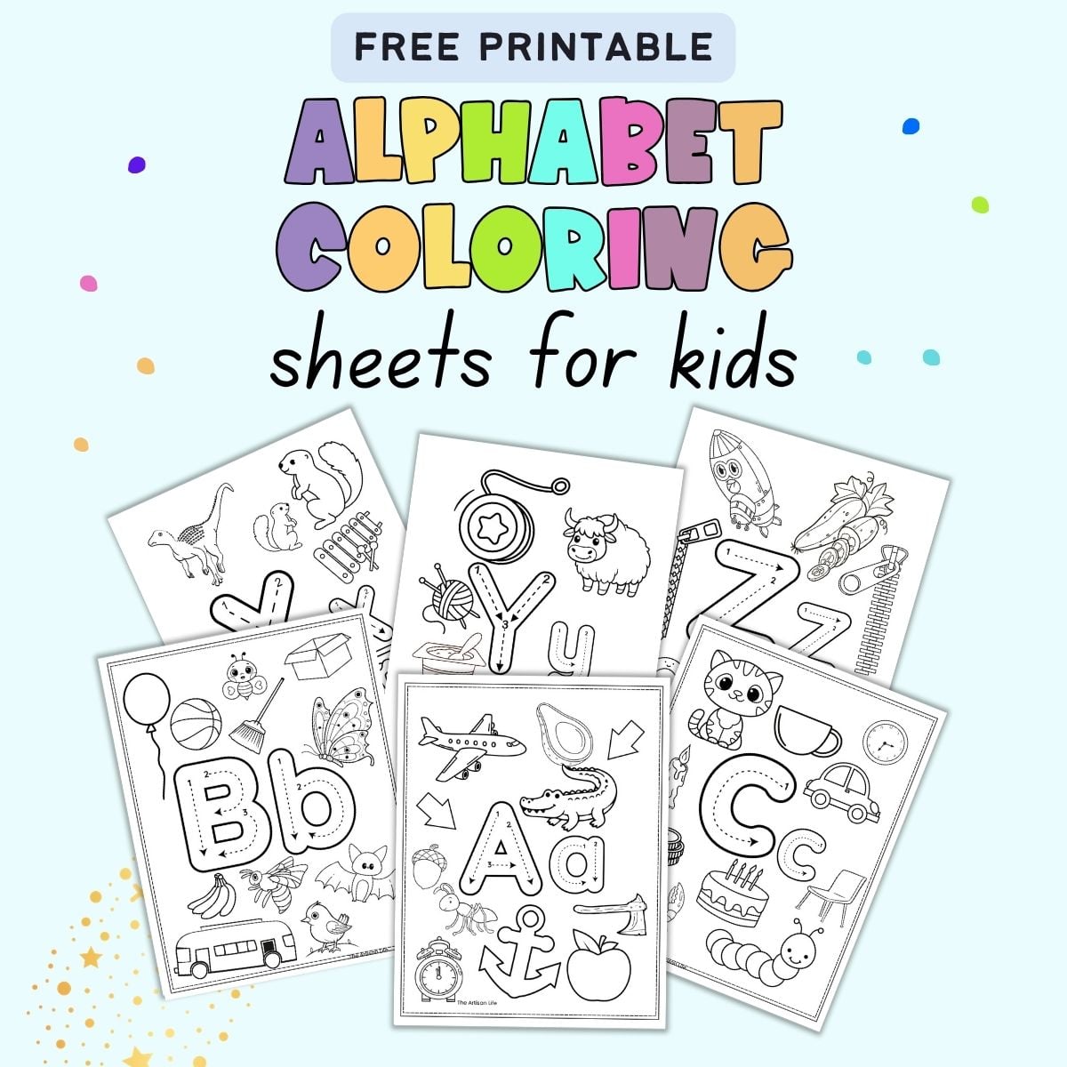 text "free printable alphabet coloring sheets for kids"