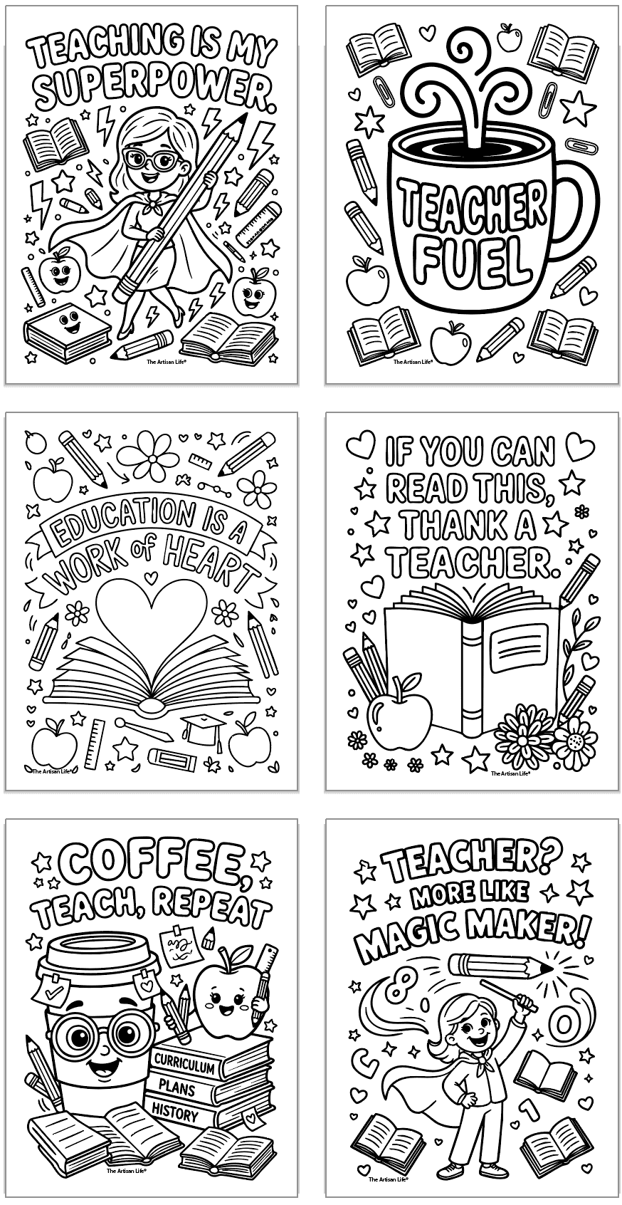 six teacher appreciation coloring pages for world teacher day