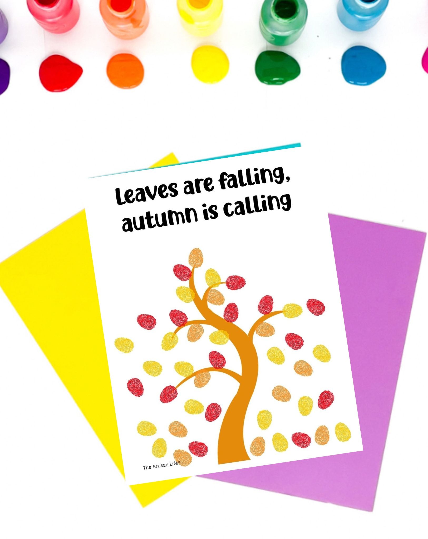 a sample of a completed fall leaf fingerprint craft