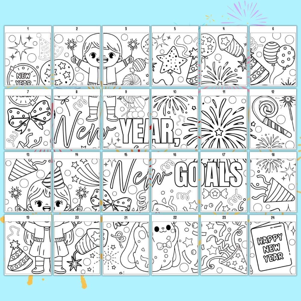 a preview of a completed new year themed collaboration poster with 24 sheets