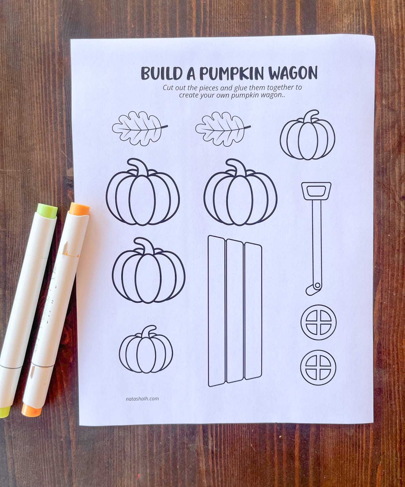 a photo of a pumpkin wagon cut and paste craft