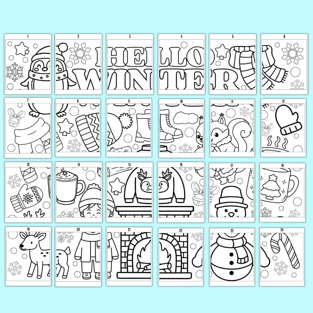 a preview of 24 winter themed collaborative poster pages